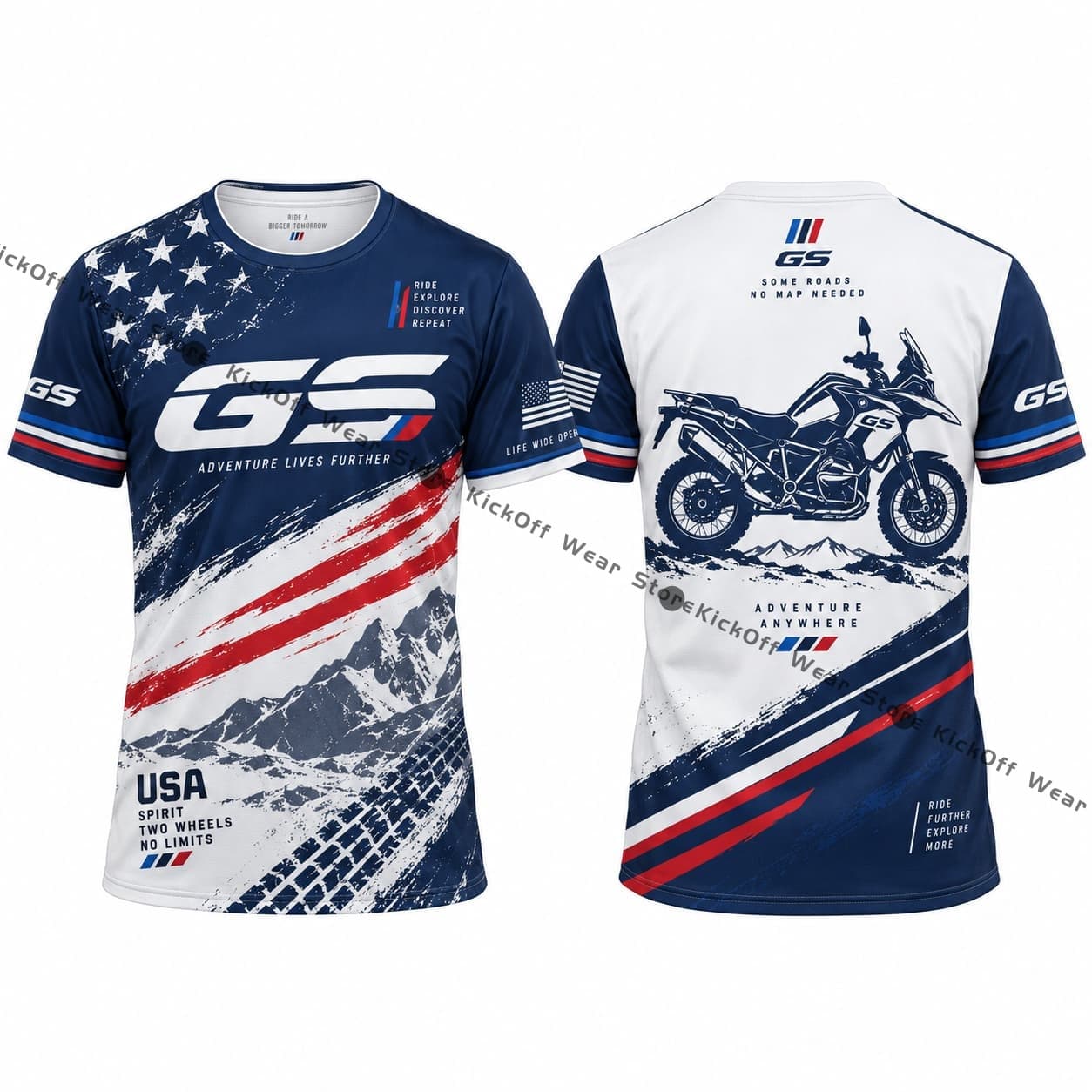 Mens T Shirt GS Motorcycle USA - Outdoor Adventure Usa 评论和价格